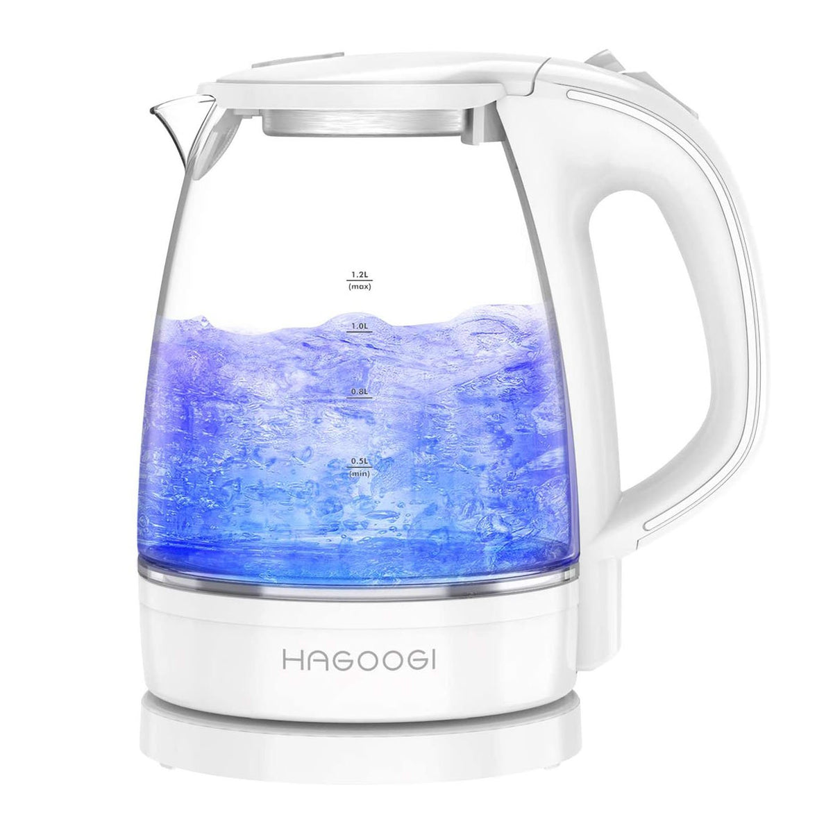 【新生活応援セール】HAGOOGI(ハゴオギ) 電気ケトル 1.2L 単層 ガラス ポット 自動電源オフ 空焚き防止 過熱保護 口に網付け