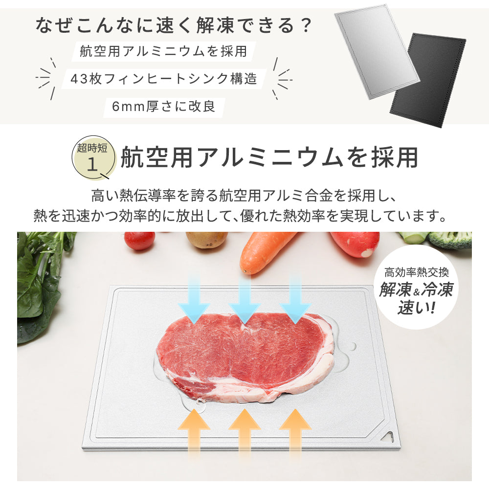 HAGOOGI(ハゴオギ) 解凍プレート 急速 解凍 プレート アルミ 解凍プレート 冷凍 食品 均一解凍 美味しさそのまま 解凍時間を劇的に短縮 自然解凍 粗熱を取る 肉 魚 野菜など対応