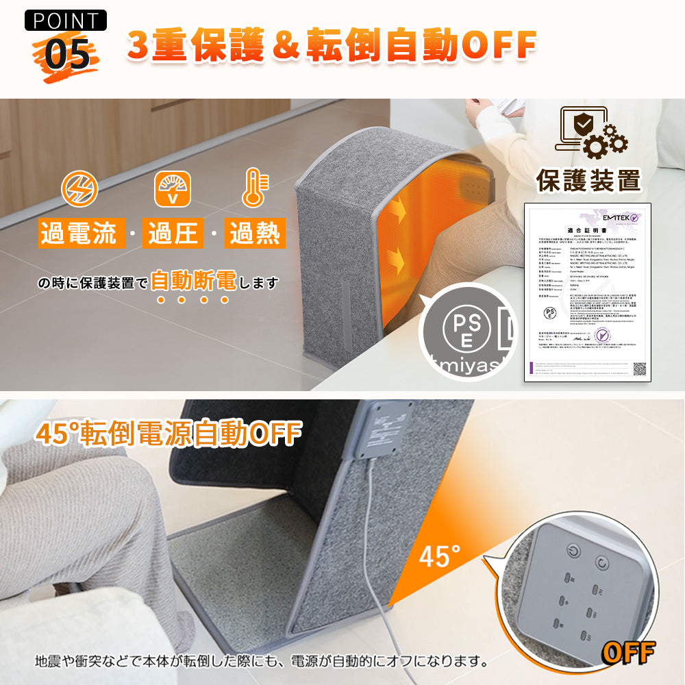 HAGOOGI (ハゴオギ)  パネルヒーター 5面 暖房器具 冷え対策 足元 パネルヒーター 省エネ 3段階温度調節 2/4/6時間タイマー設定