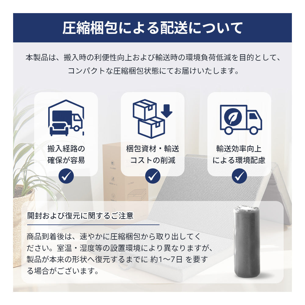 マットレス 高反発 折りたたみ マットレス  三つ折り 26D/190N 体圧分散 省スペース収納 寝心地快適 シングル・ダブル対応 腰痛対策 通気性抜群