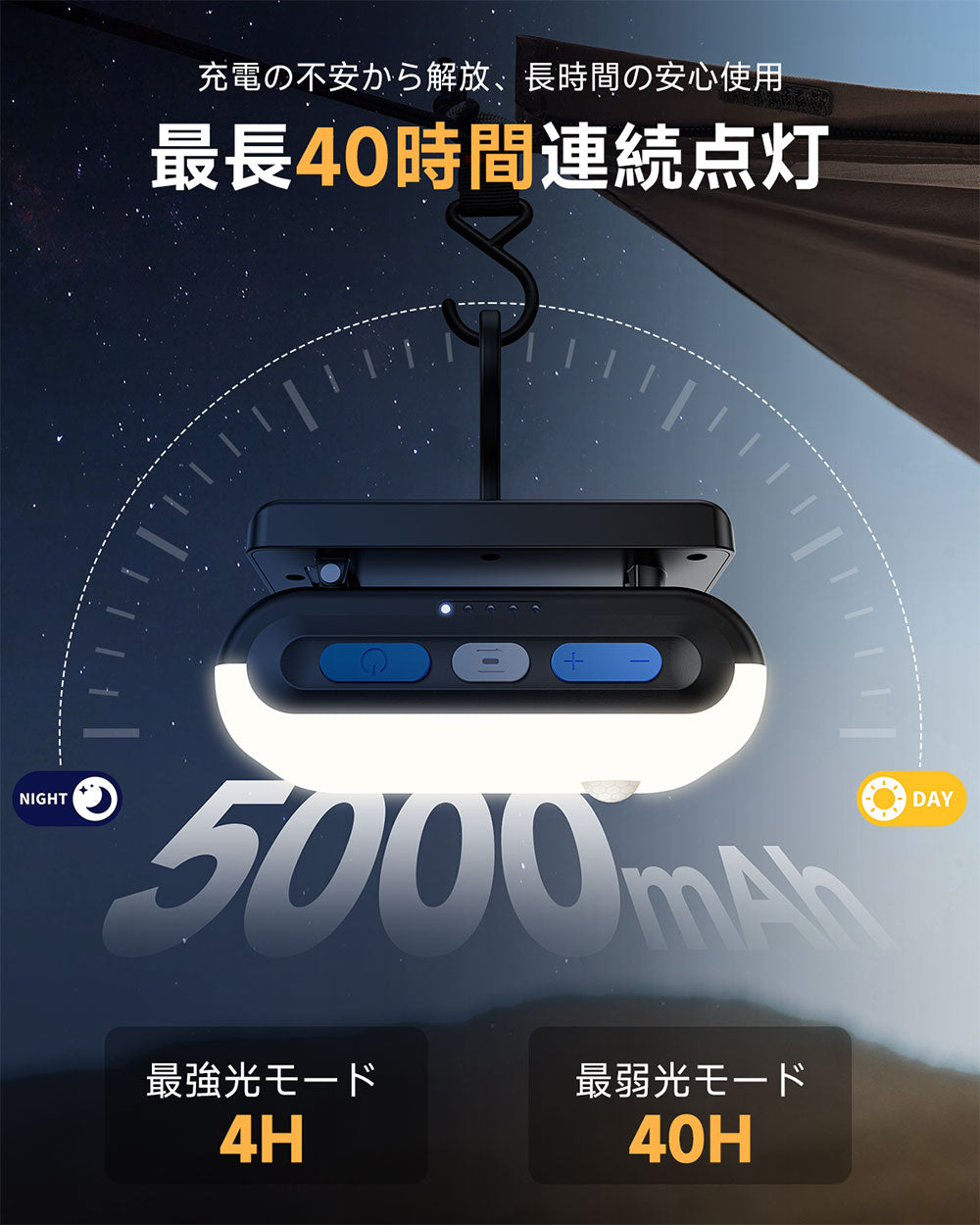 LEDランタン 人感センサー 5000mAh | HAGOOGI 屋外・キャンプ・防災
