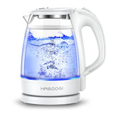 HAGOOGI(ハゴオギ) 電気ケトル 1.0L 二重構造 ガラス ポット 青い光が 
